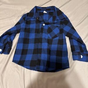 Kids Blue and Black Checkered Button Down Shirt